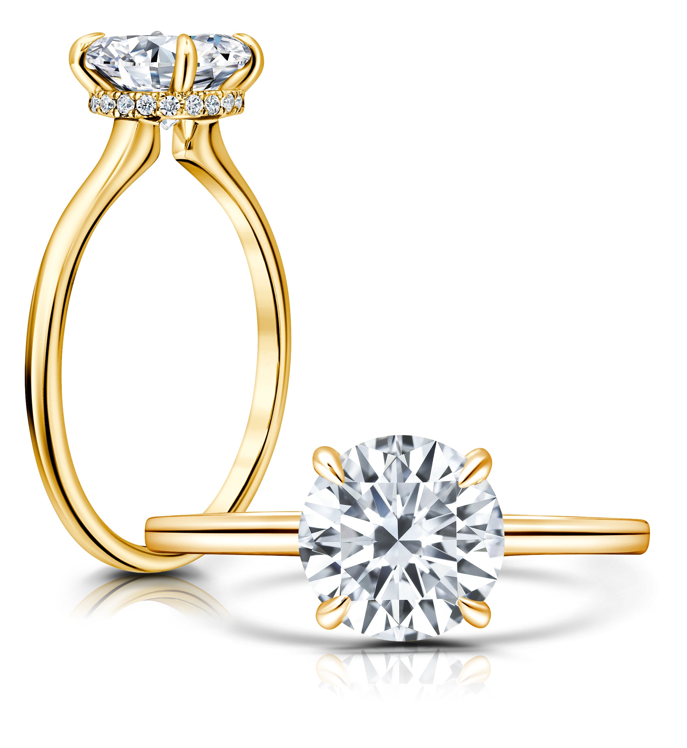 A classic, this hidden halo uses a high polish shank to focus attention on your chosen center WSM630_4DiaW