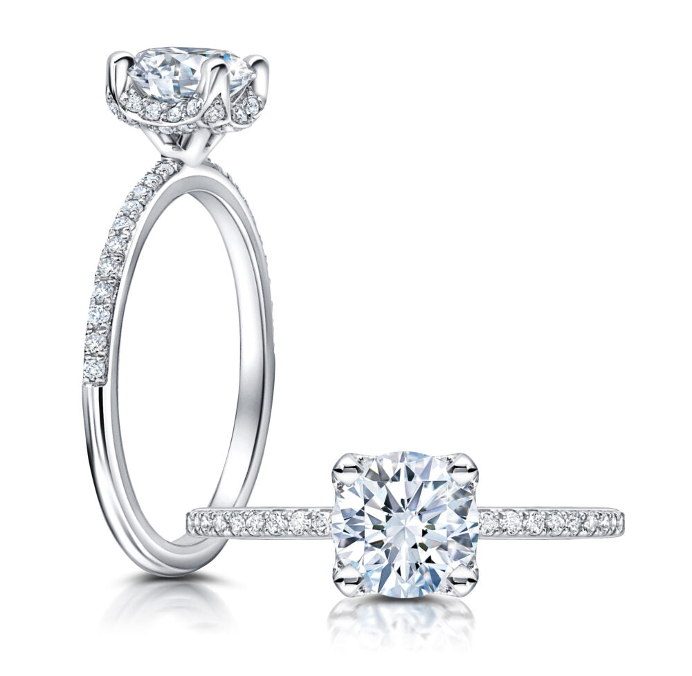 Peter Storm A classic, this hidden cup halo features a a single row of diamonds on the shank WSM635_4DiaW  WSM635_4DiaW