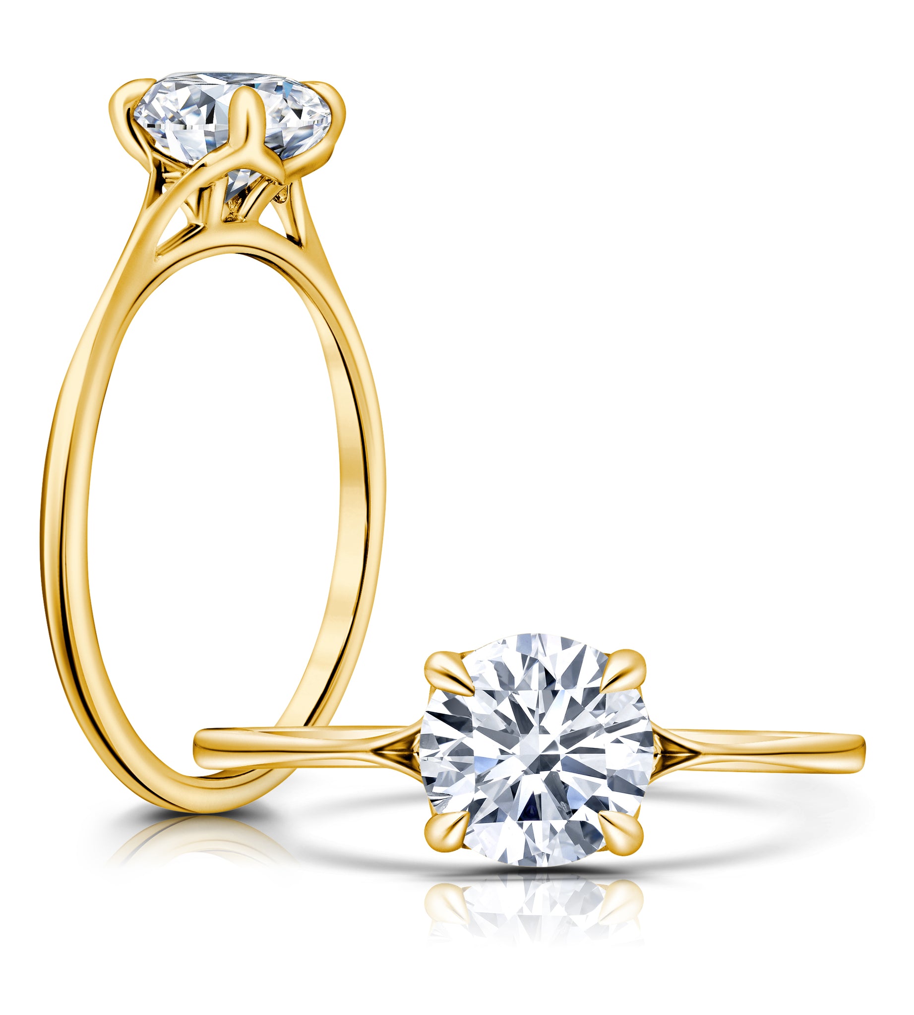 A classic split shank combined with a hidden halo, This ring is simple and dramatic WSN645_4Y