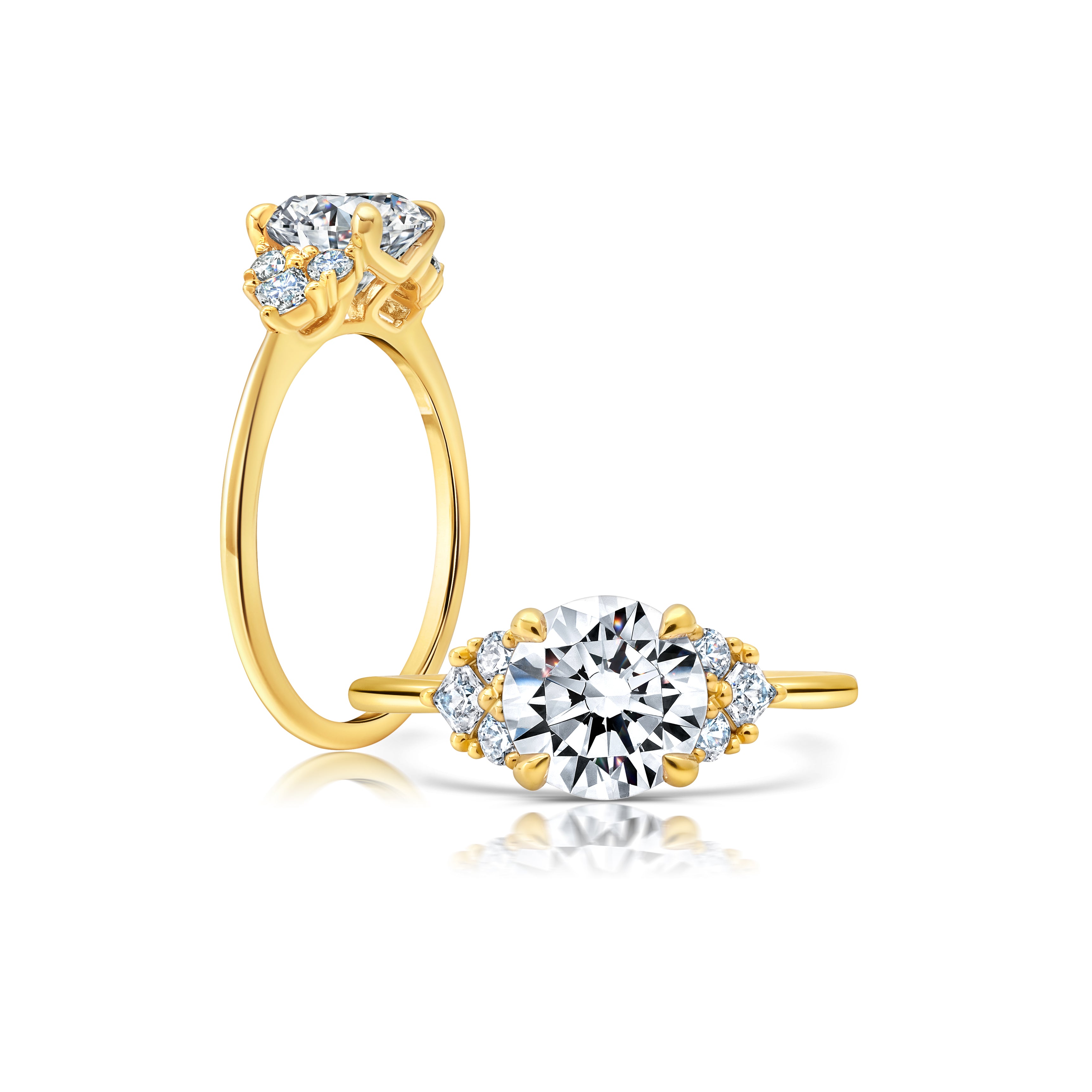 Peter adds a modern flair to this cluster three stone ring WSM653_4DIAW
