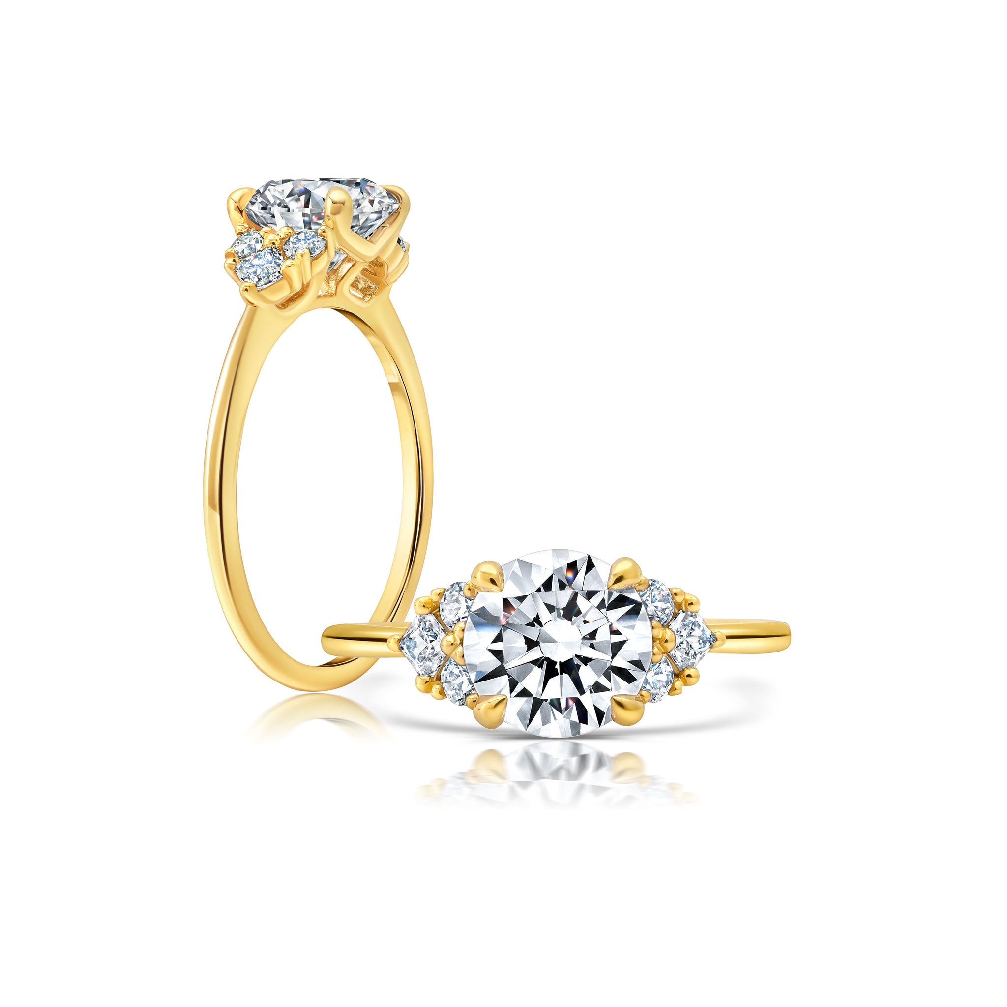 Peter adds a modern flair to this cluster three stone ring WSM653_4DIAW