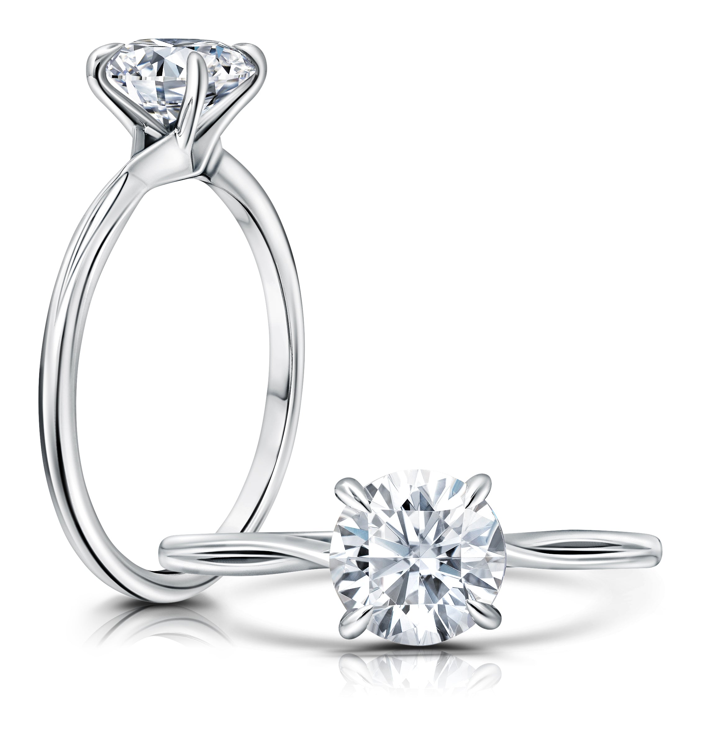 A classic split shank combined with a hidden halo, This ring is simple and dramatic WSN663_4Y