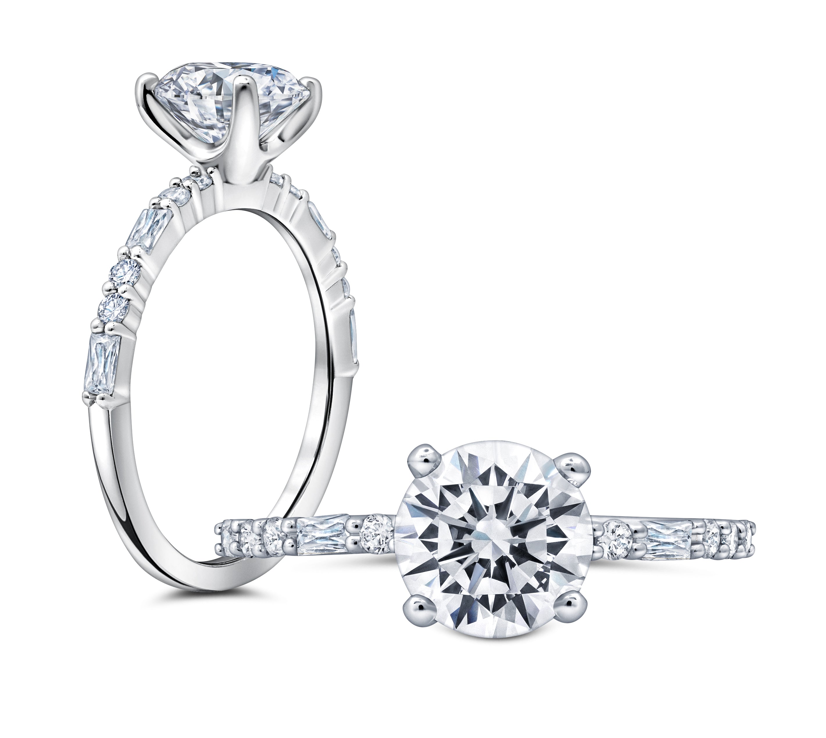 This radiant ring features a flower-shaped halo with a brilliant round center WSM669_4DiaY