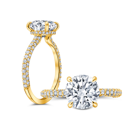 This elegant ring features a flower-shaped halo with a sparkling round center WSM673_4DiaW