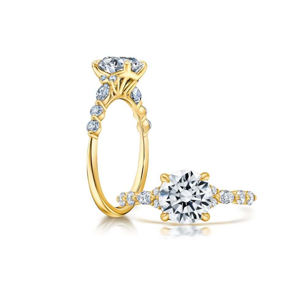 Peter Storm This radiant ring features a flower-shaped halo with a brilliant round center WSM674_4DiaY  WSM674_4DIAY