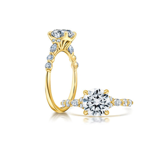 Peter Storm This radiant ring features a flower-shaped halo with a brilliant round center WSM674_4DiaY  WSM674_4DIAY