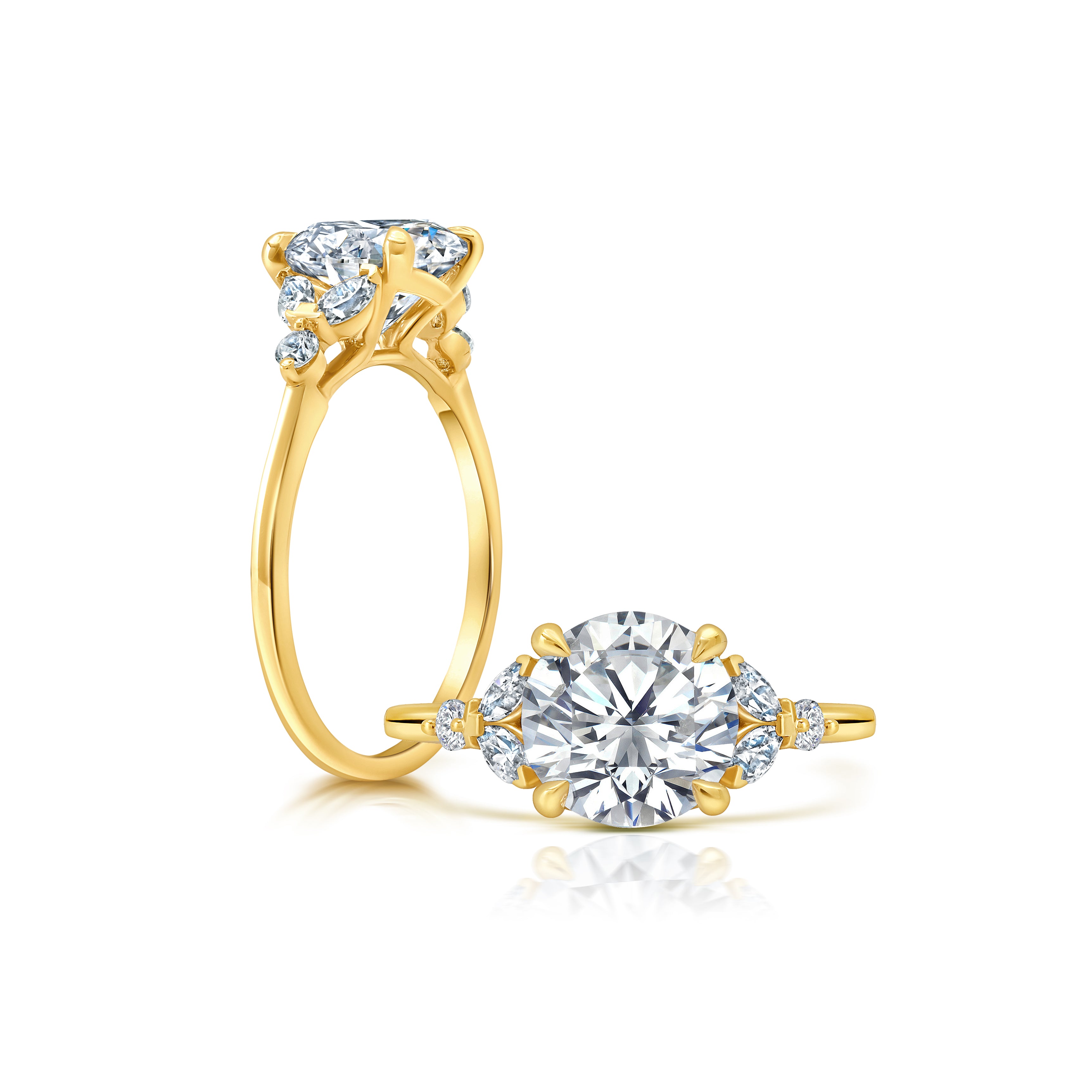 Peter adds a modern flair to this cluster three stone ring WSM681_4DiaW