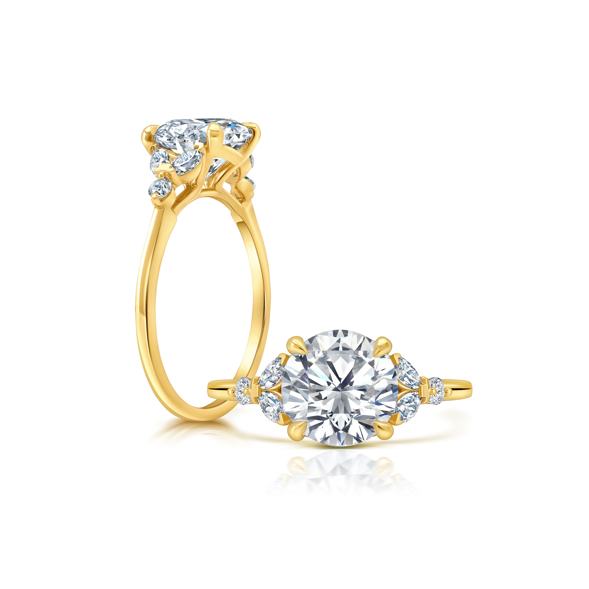 Peter adds a modern flair to this cluster three stone ring WSM681_4DiaW