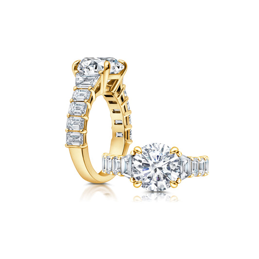 This radiant ring features a flower-shaped halo with a sparkling round center  WSM686_4DiaY