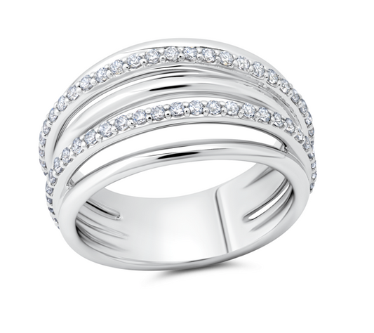 Peter Storm This Fun Band Layers High Polish Metal With Rows Of Diamonds Wbm695_4Diaw  WBM695_4DiaW