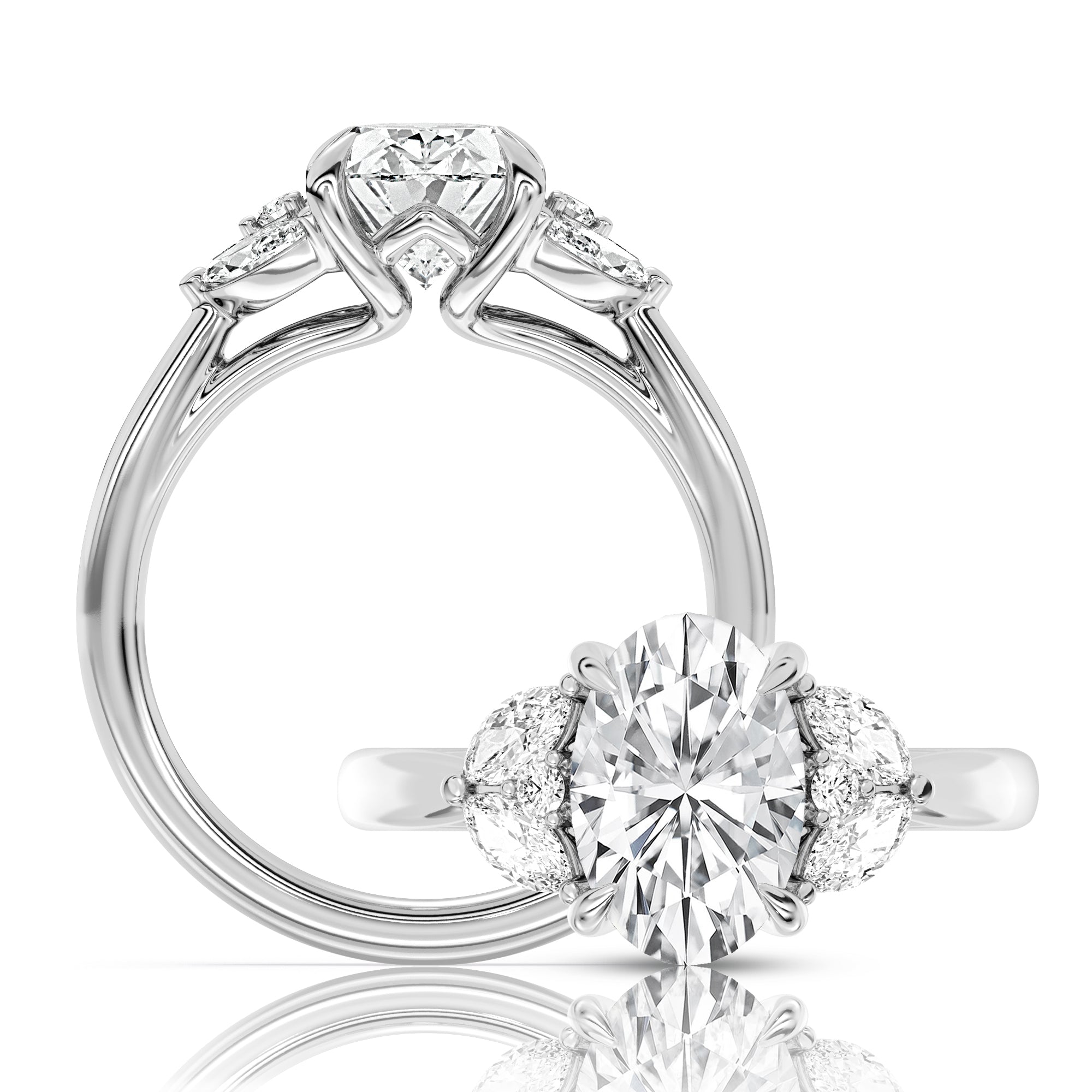 Peter adds a modern flair to this cluster three stone ring WSM714_4DiaR
