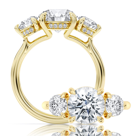 This romantic ring features a flower-shaped halo with a radiant round center WSM720_4DiaR