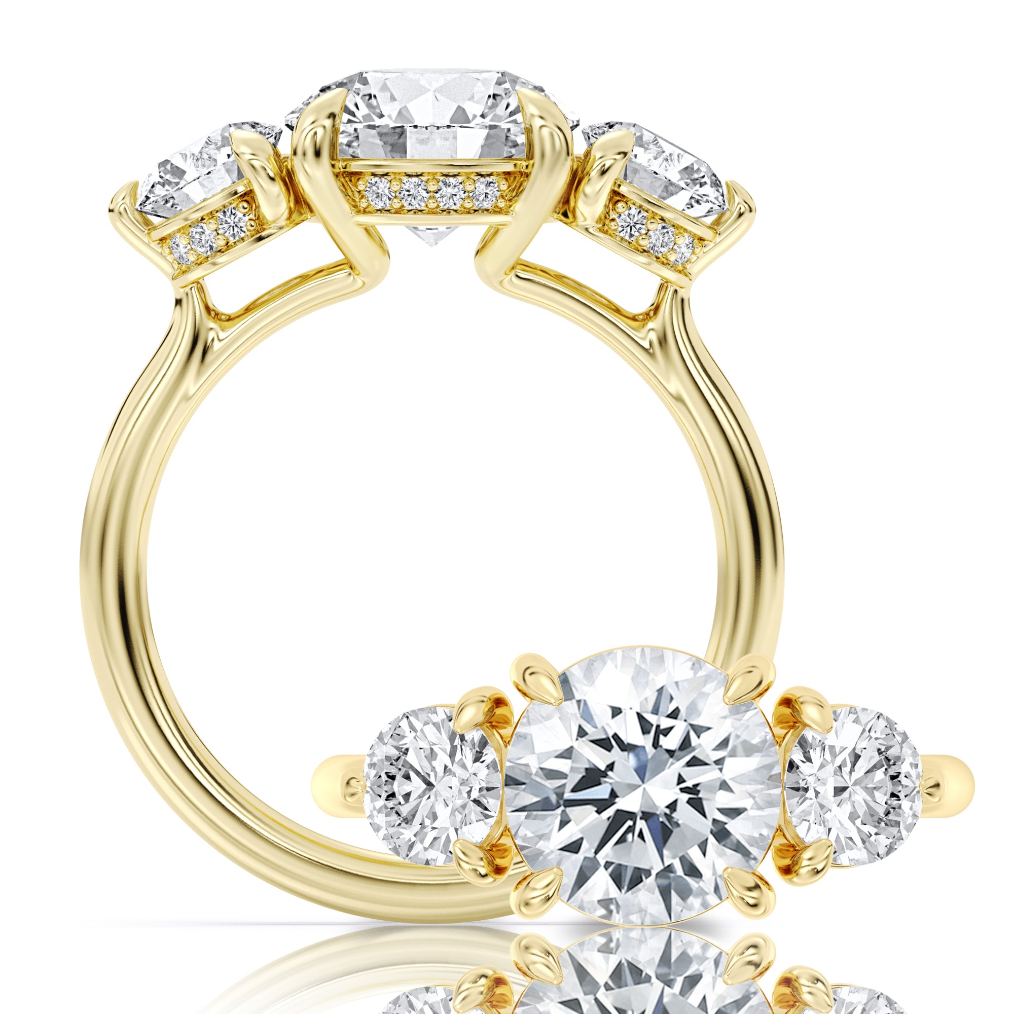This romantic ring features a flower-shaped halo with a radiant round center WSM720_4DiaR