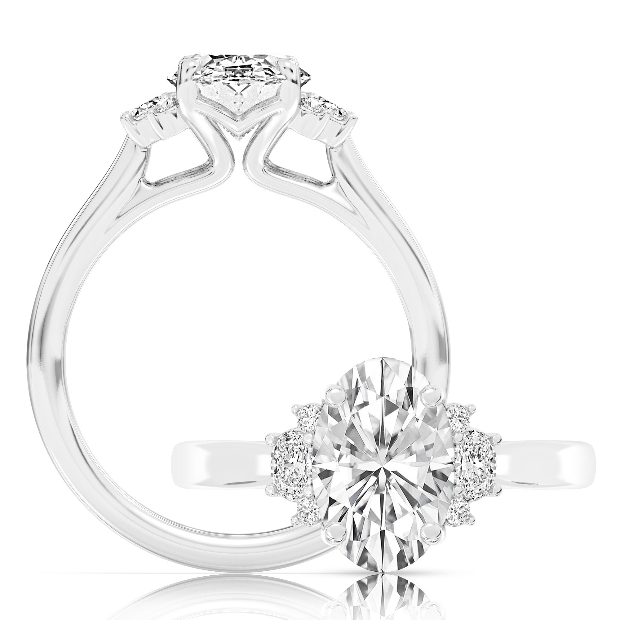 Peter adds a modern flair to this cluster three stone ring WSM729_4DiaR