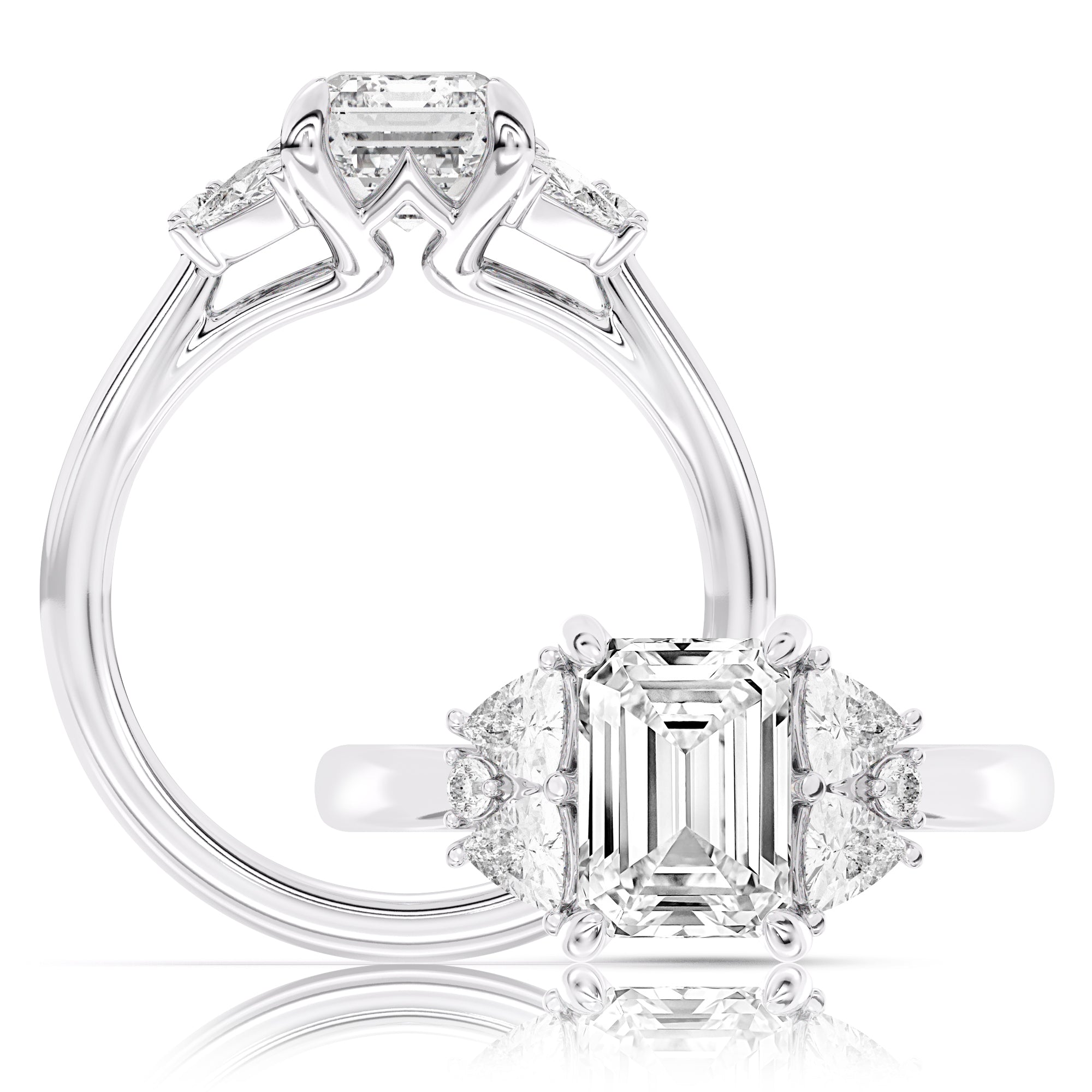 Peter adds a modern flair to this cluster three stone ring WSM732_4DiaR