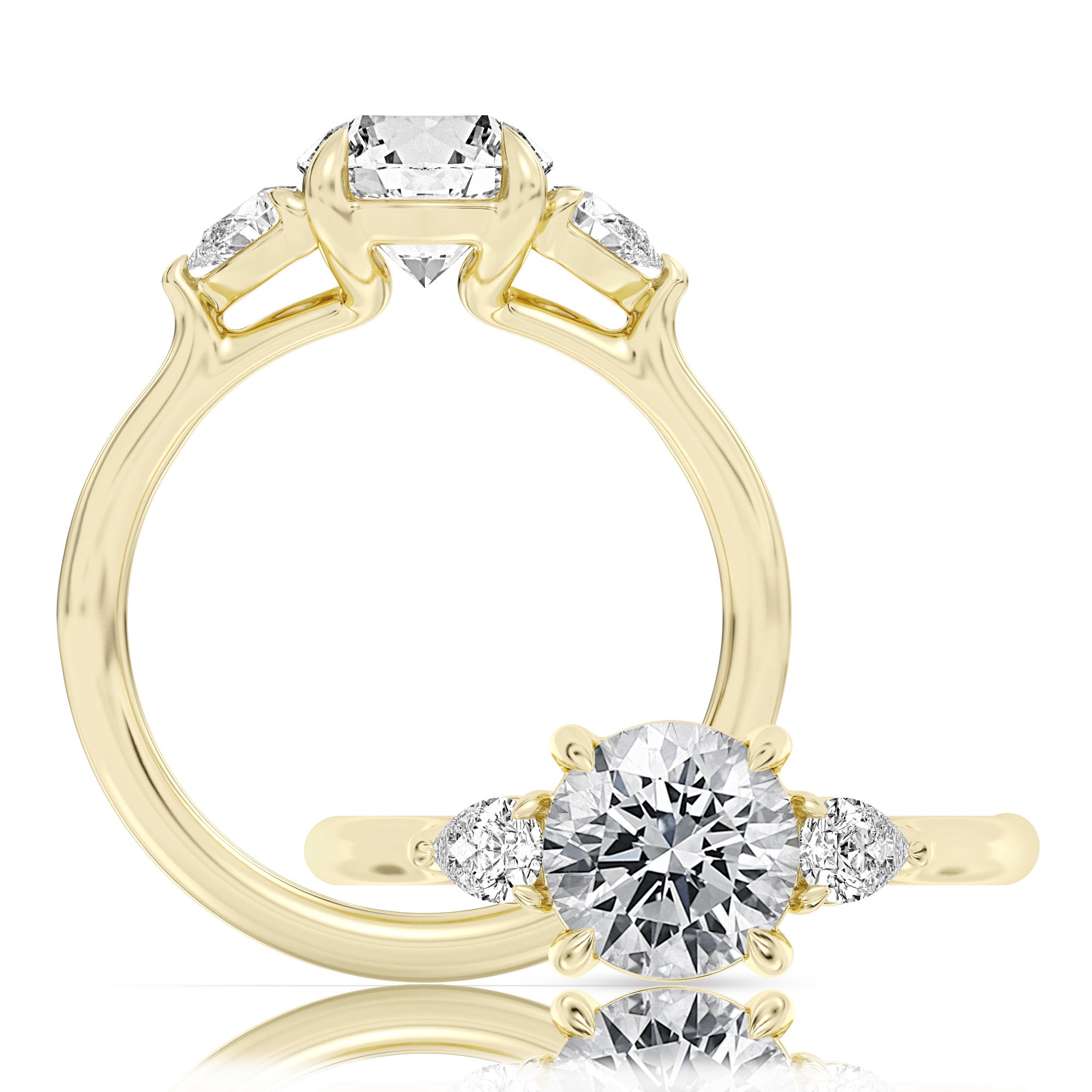 This playful ring features a flower-shaped halo with a sparkling round center WSM733_4DiaW