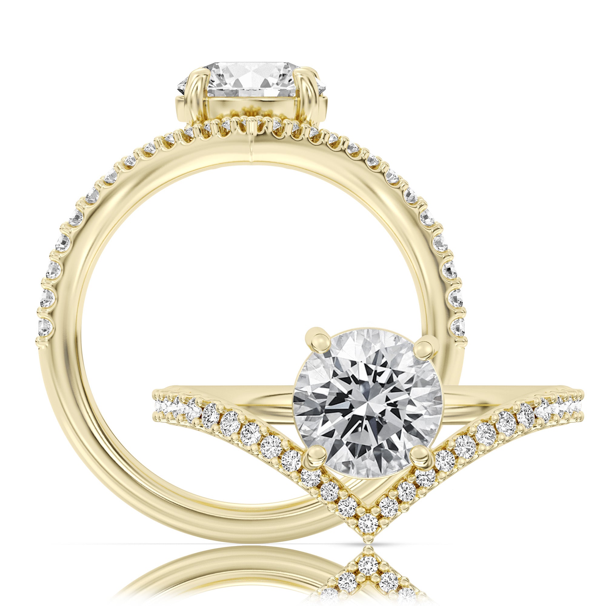 A beautiful V band with a center stone set and the edge of the V WSM735_4DiaW