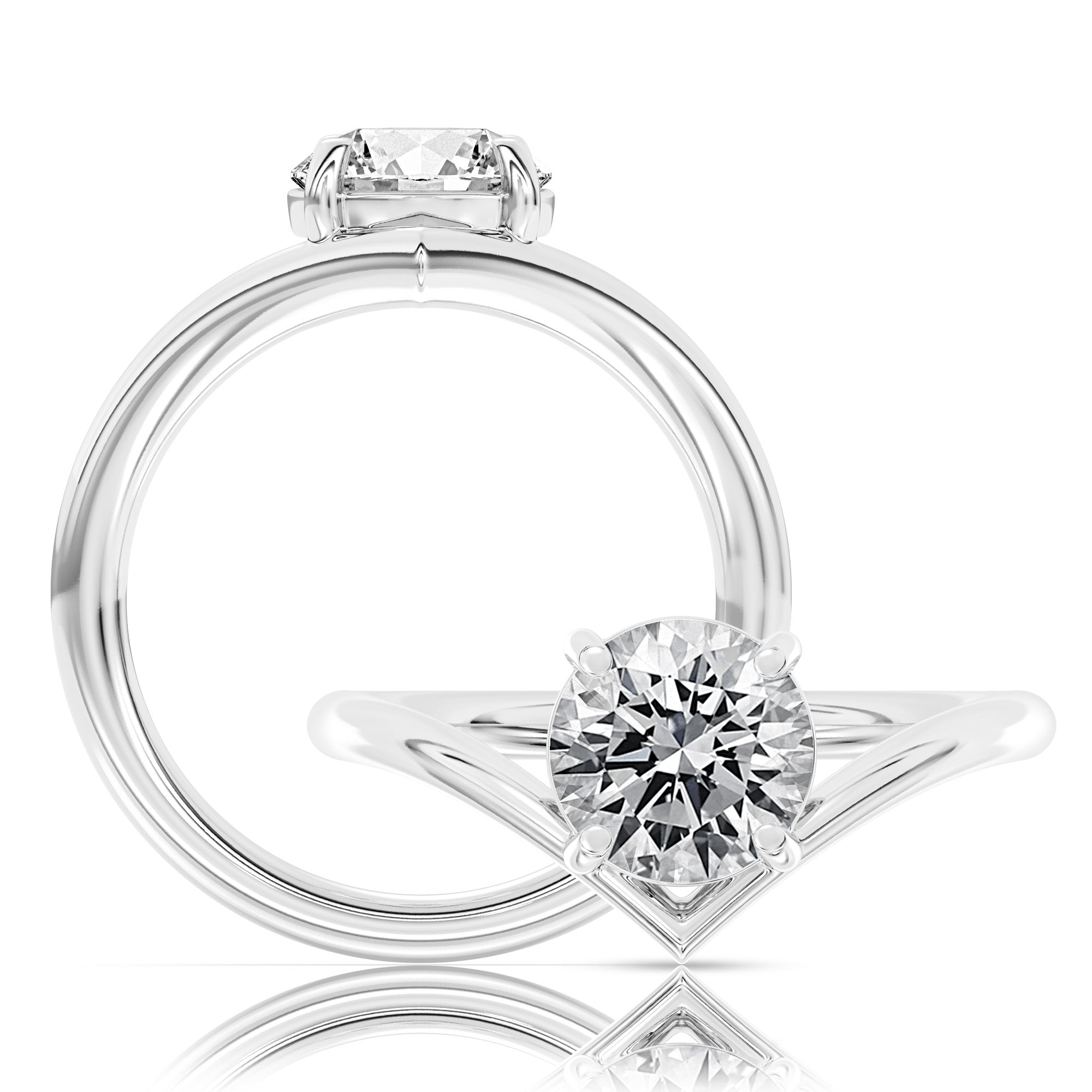 This playful ring features a flower-shaped halo with a radiant round center WSN736_4R