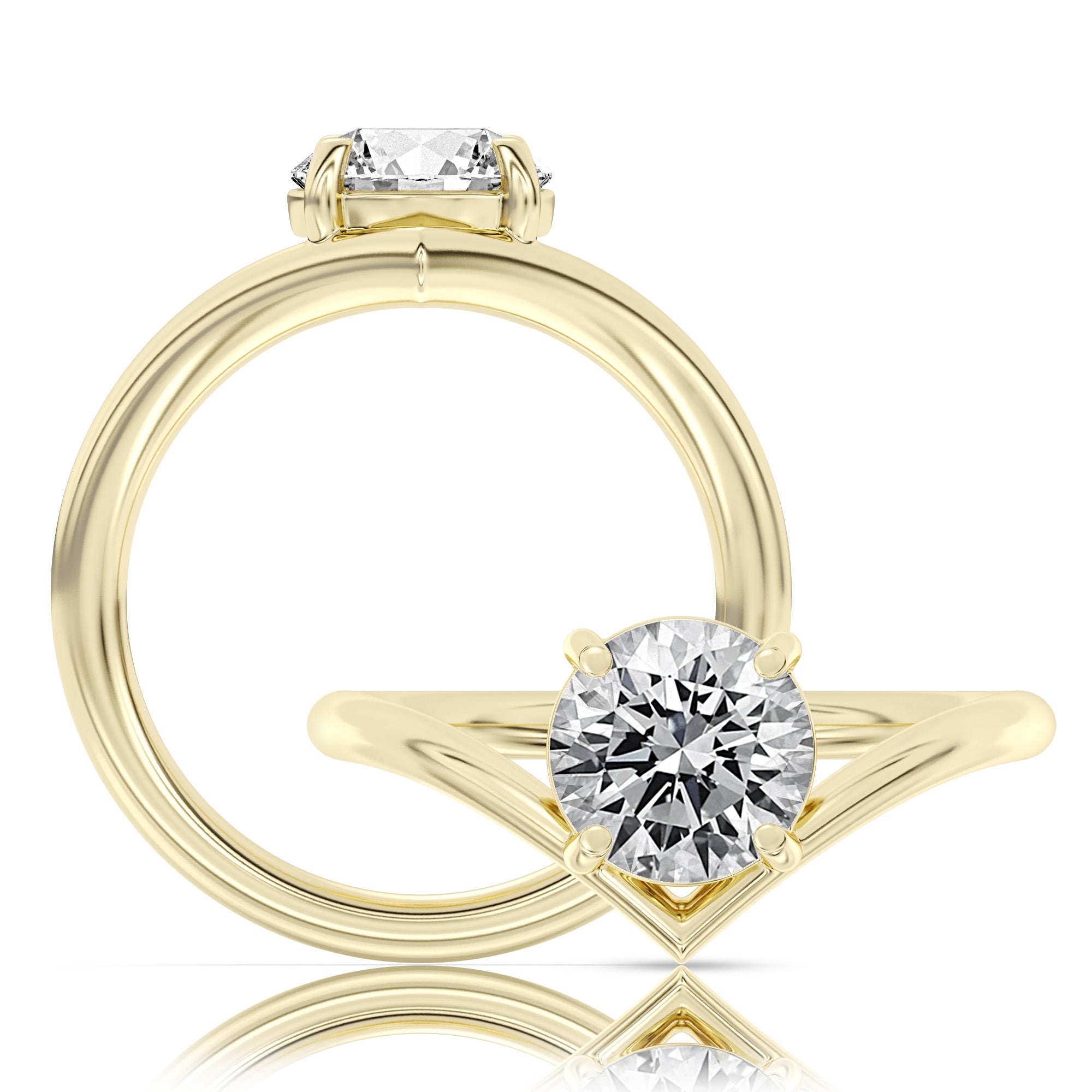 This playful ring features a flower-shaped halo with a radiant round center WSN736_4R