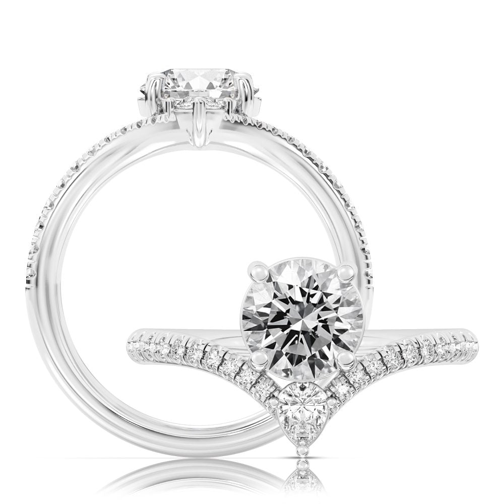 Peter Storm A beautiful V band with a center stone set and the edge of the V WSM740_4DiaW  WSM740_4DiaW