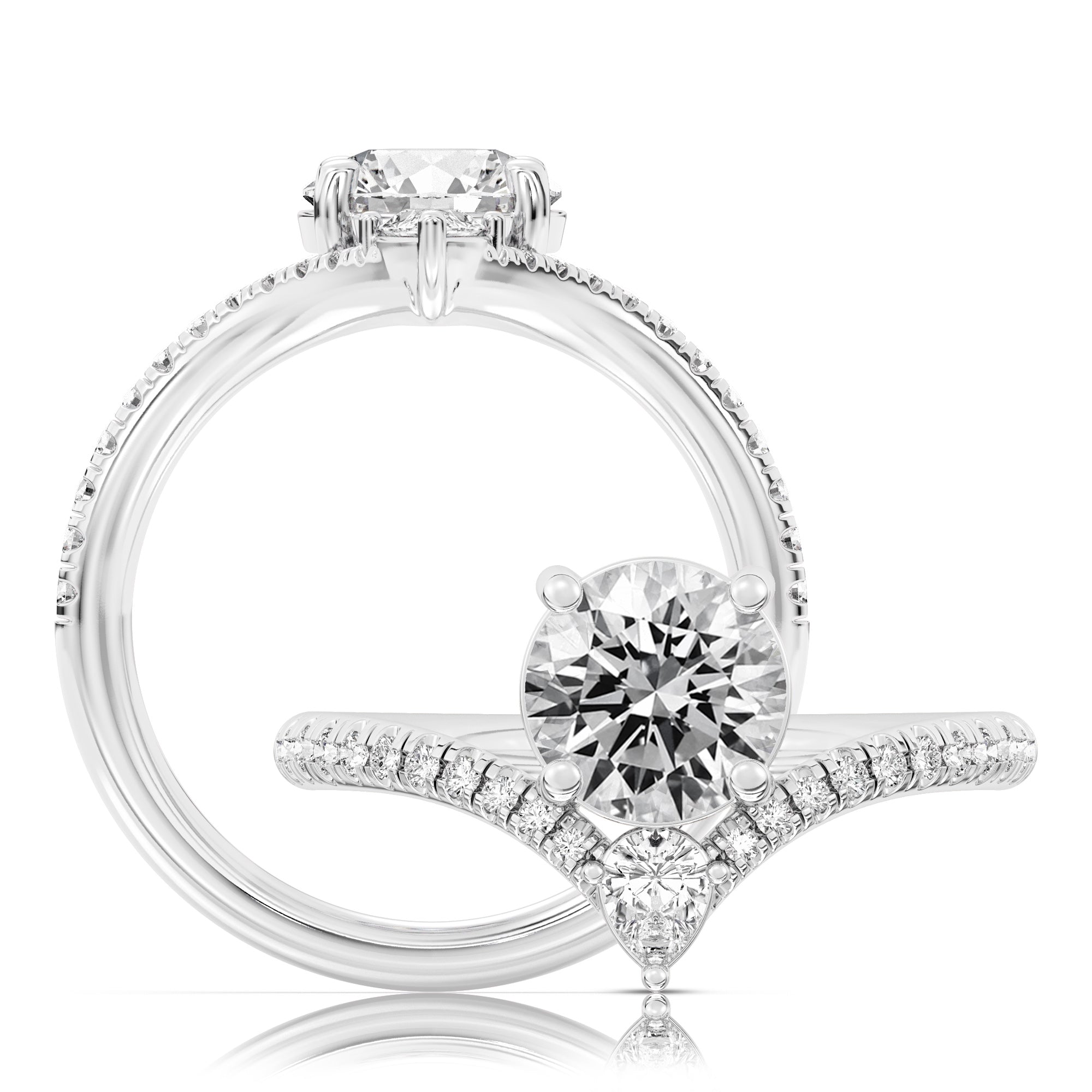 This elegant ring features a flower-shaped halo with a brilliant round center WSM740_4DiaY