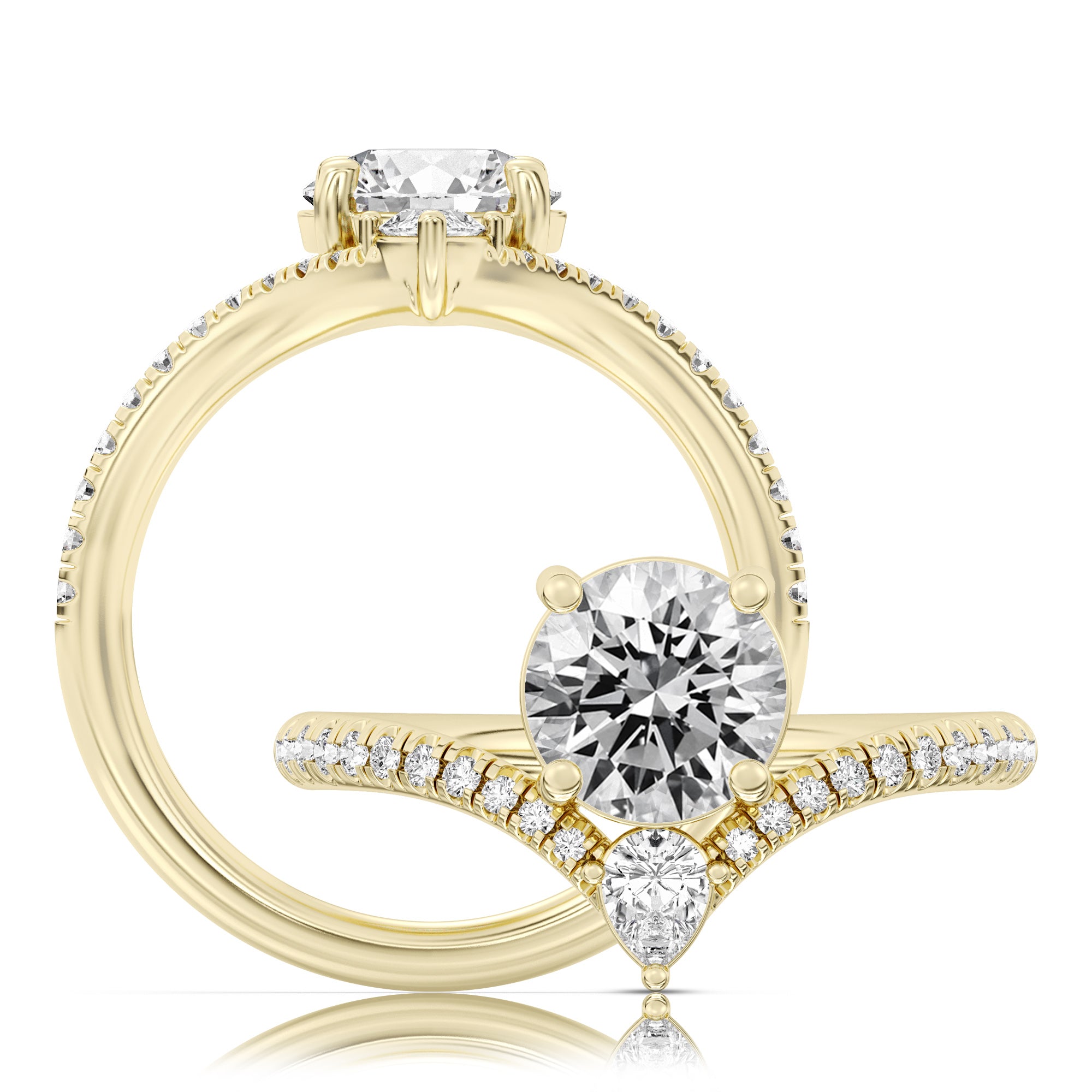 This elegant ring features a flower-shaped halo with a brilliant round center WSM740_4DiaY