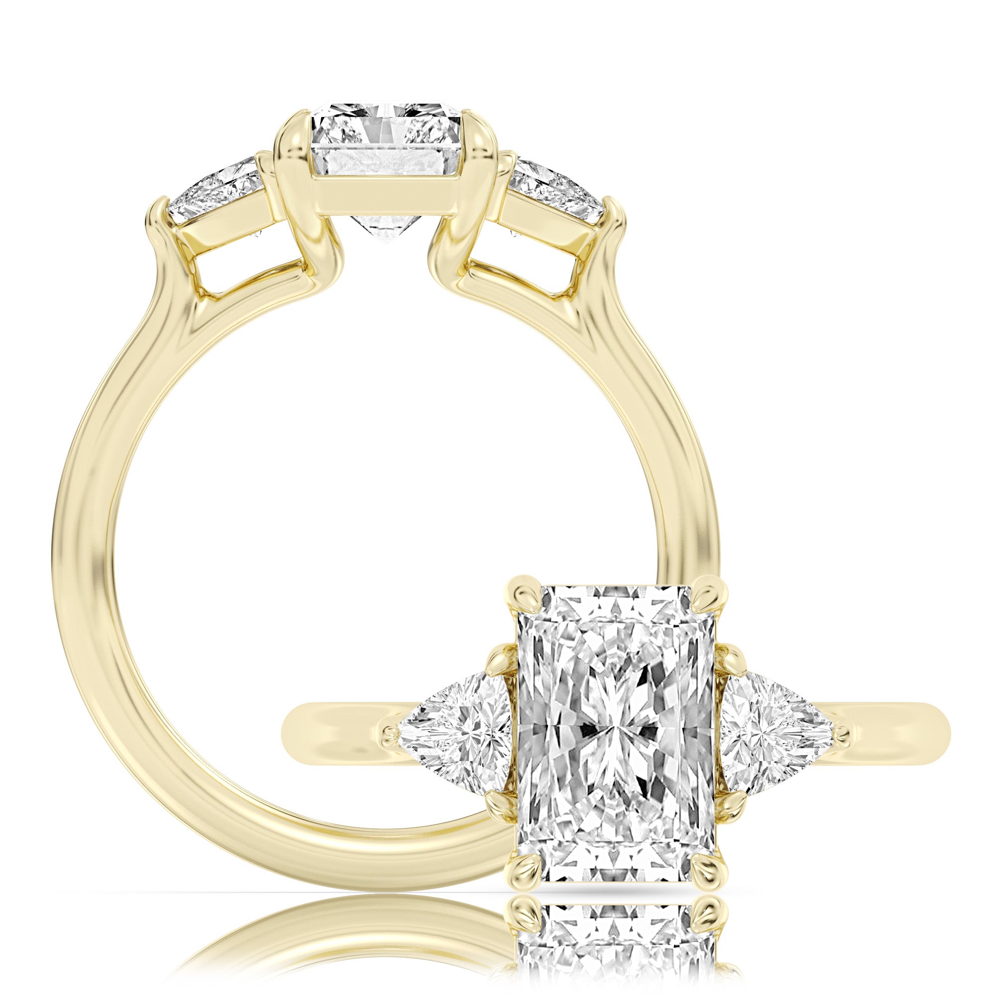 This playful ring features a flower-shaped halo with a radiant round center WSM745_4DiaR