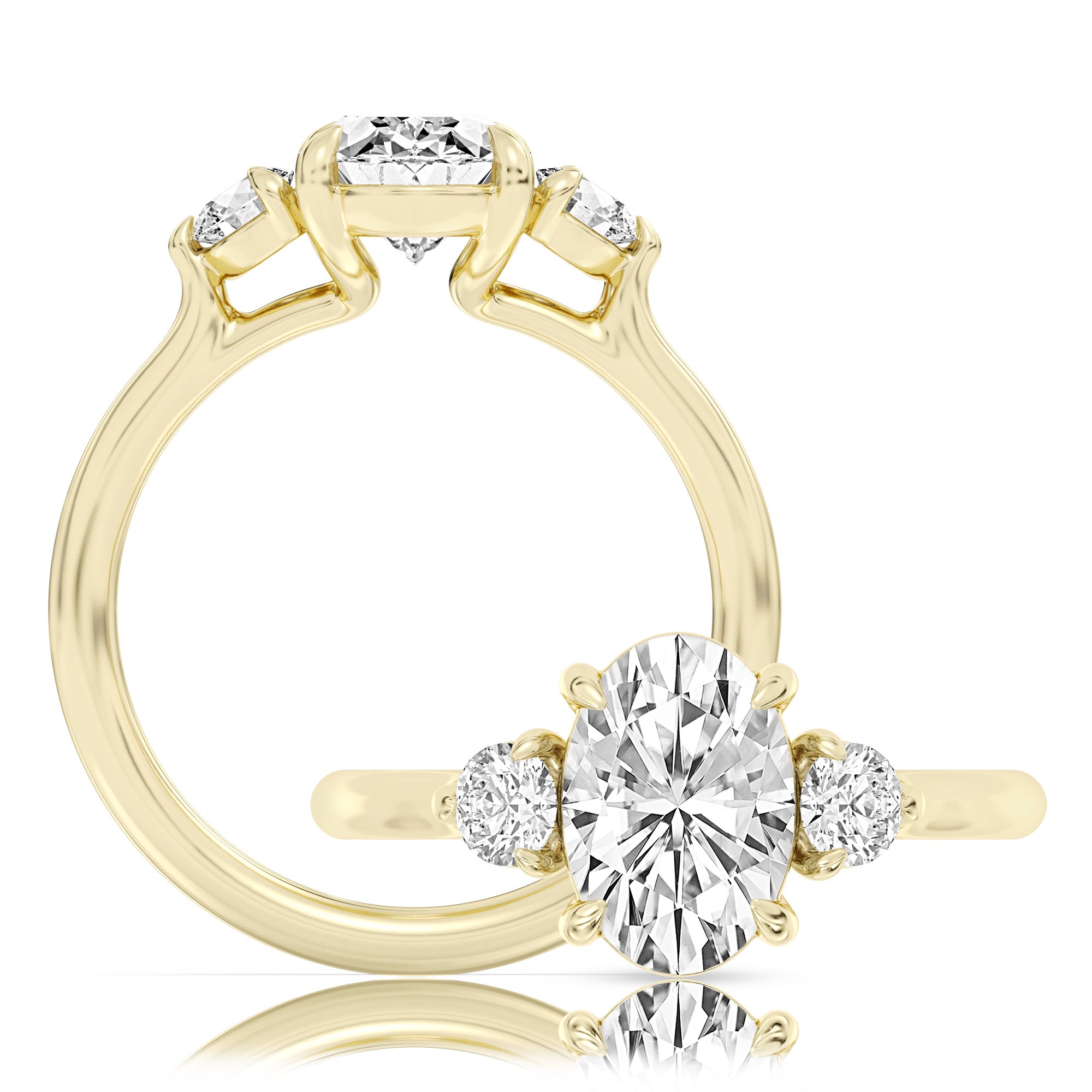 This playful ring features a flower-shaped halo with a radiant round center WSM750_4DiaR
