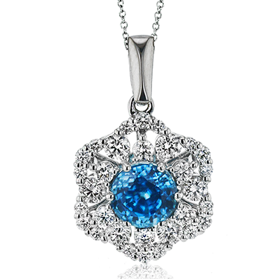 Floral Pendant in 14k Gold with Diamonds