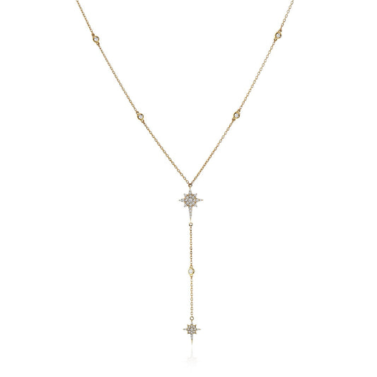 Starburst Lariat Necklace in 14k Gold with Diamonds