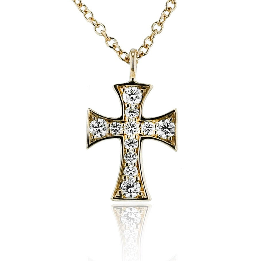 Cross Pendant in 14k Gold with Diamonds