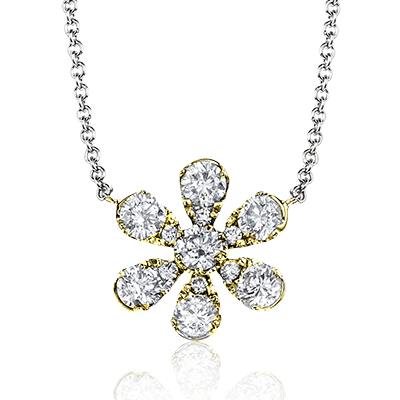 Flower Pendant in 14k Gold with Diamonds