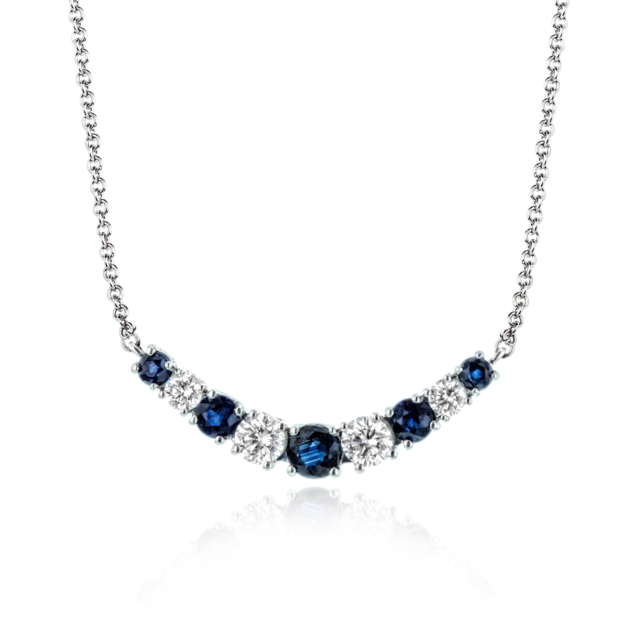 Sapphires Color Pendant in 14k Gold with Diamonds