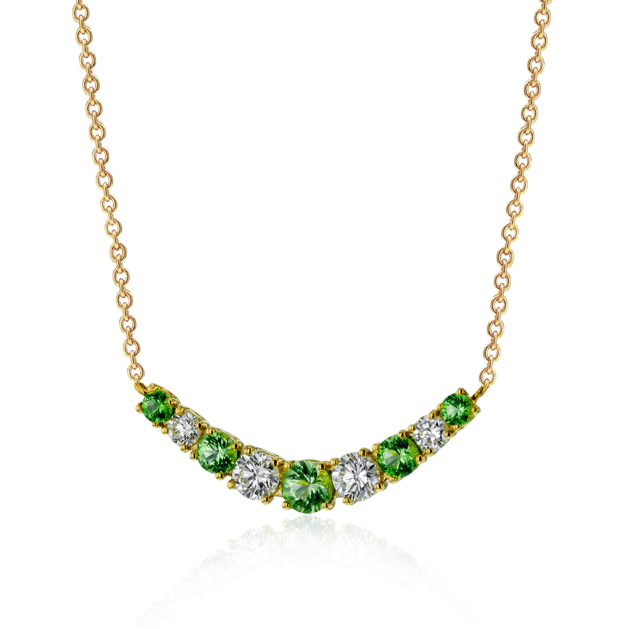 Sapphires Color Pendant in 14k Gold with Diamonds