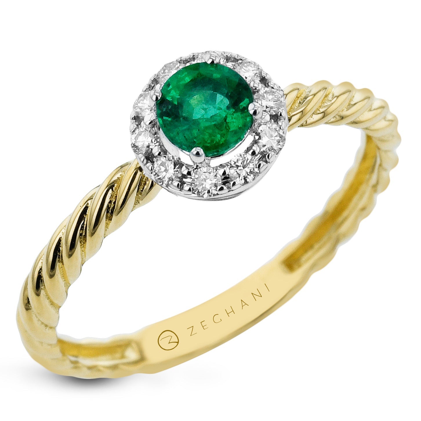 emerald-color-ring-in-14k-gold-with-diamonds ZR2401