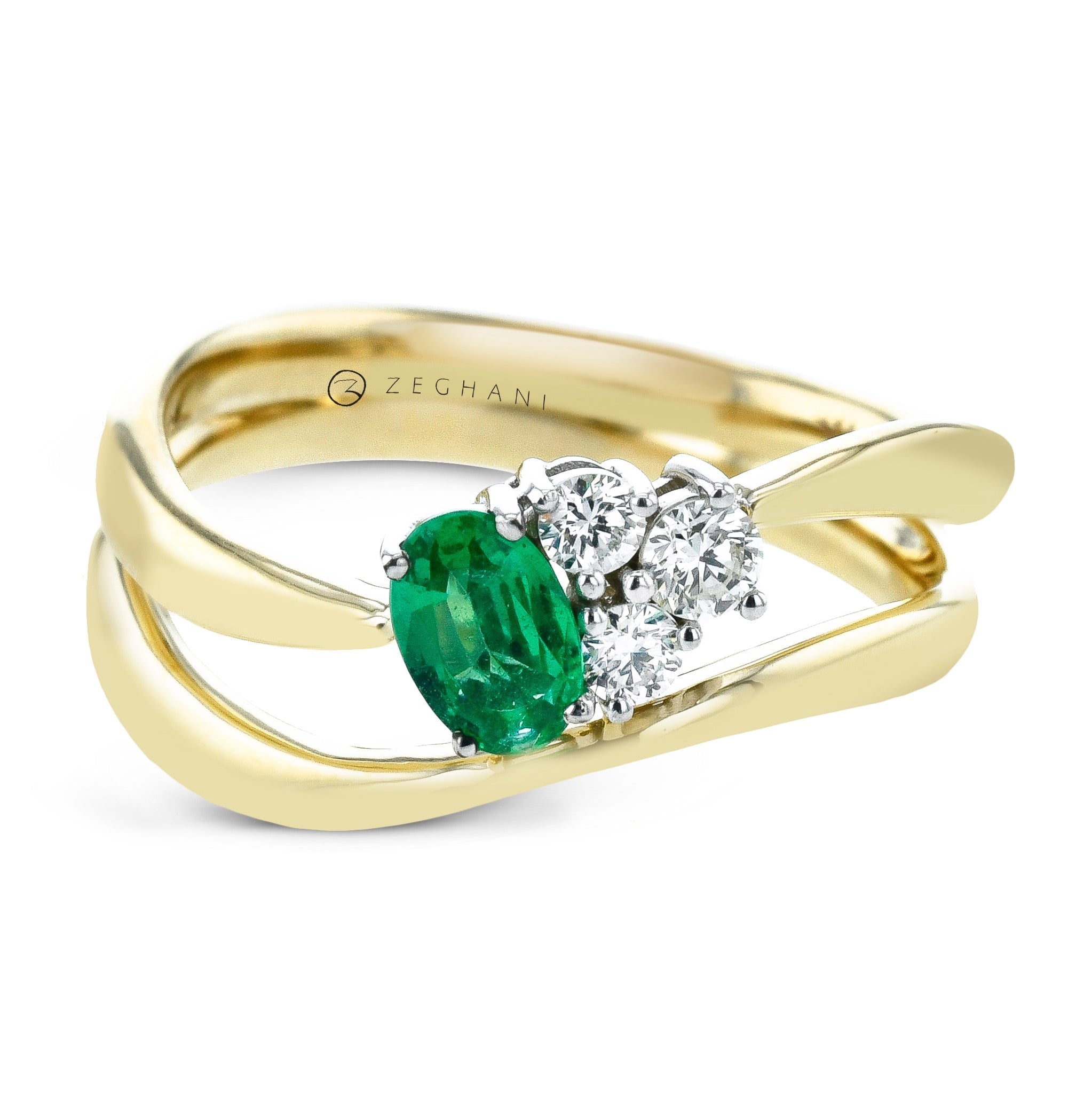 emerald-color-ring-in-14k-gold-with-diamonds ZR2609