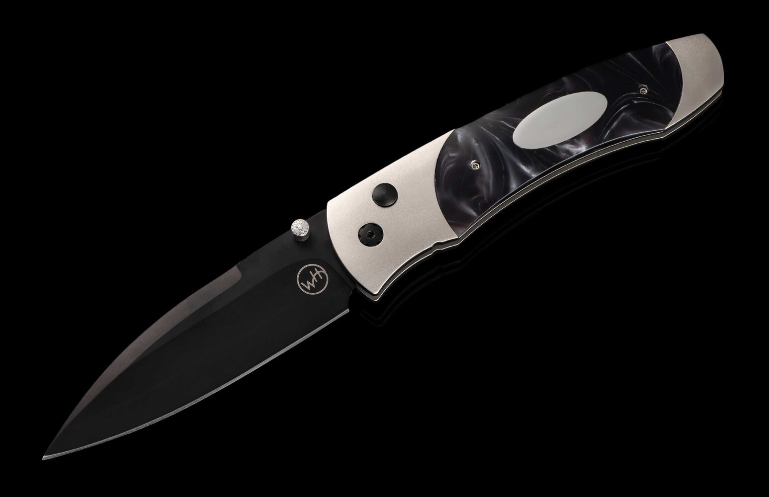William Henry Titanium pocketknife with compressed acrylic resin and stainless blade A300-1B