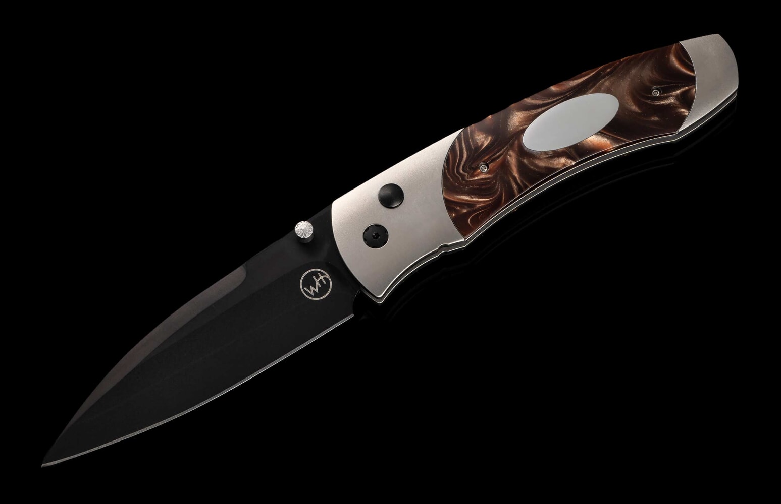 William Henry Titanium pocketknife with compressed acrylic resin and stainless blade A300-3B