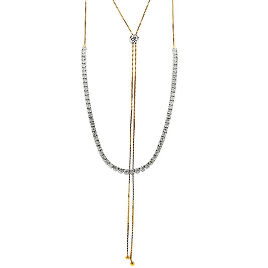 Adjustable Tennis Necklace in 18k Gold with Diamonds