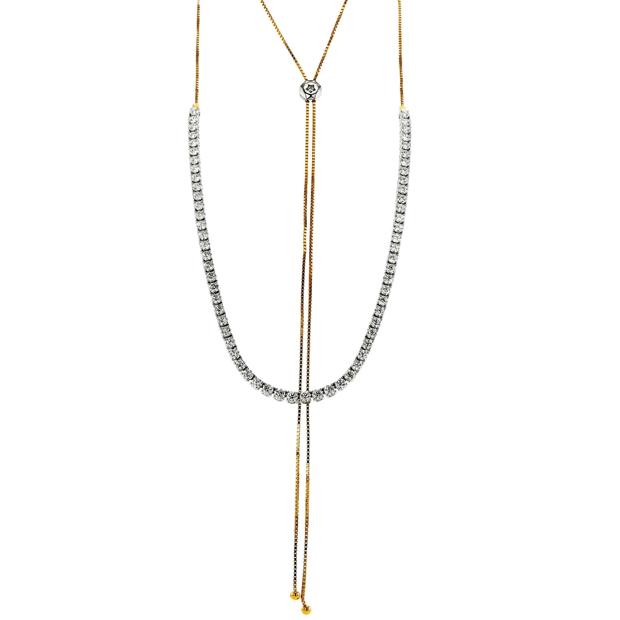 Adjustable Tennis Necklace in 18k Gold with Diamonds