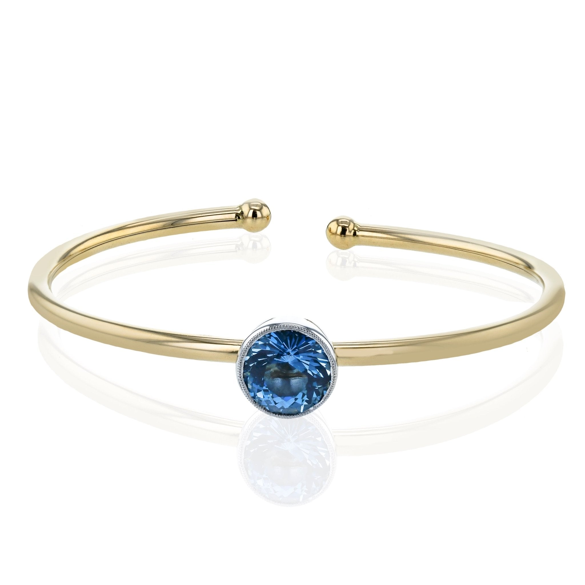 Aquamarine Bangle in 18k Gold