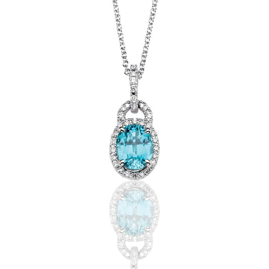 Aquamarine Pendant in 18k Gold with Diamonds