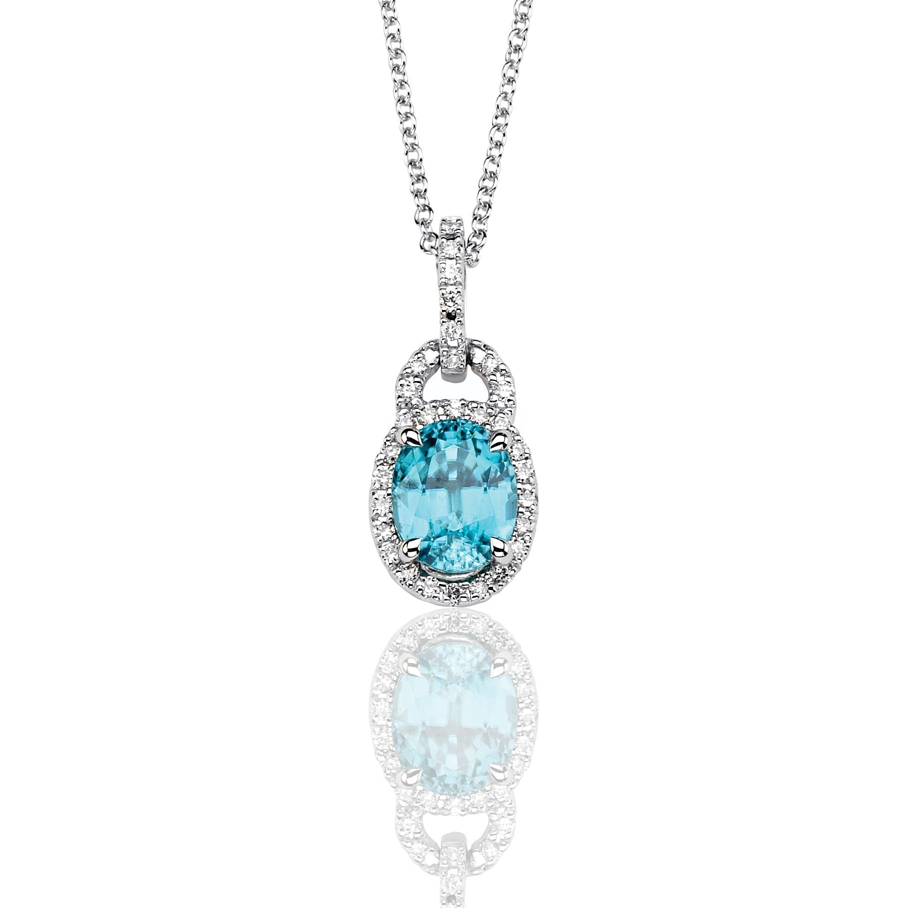 Aquamarine Pendant in 18k Gold with Diamonds