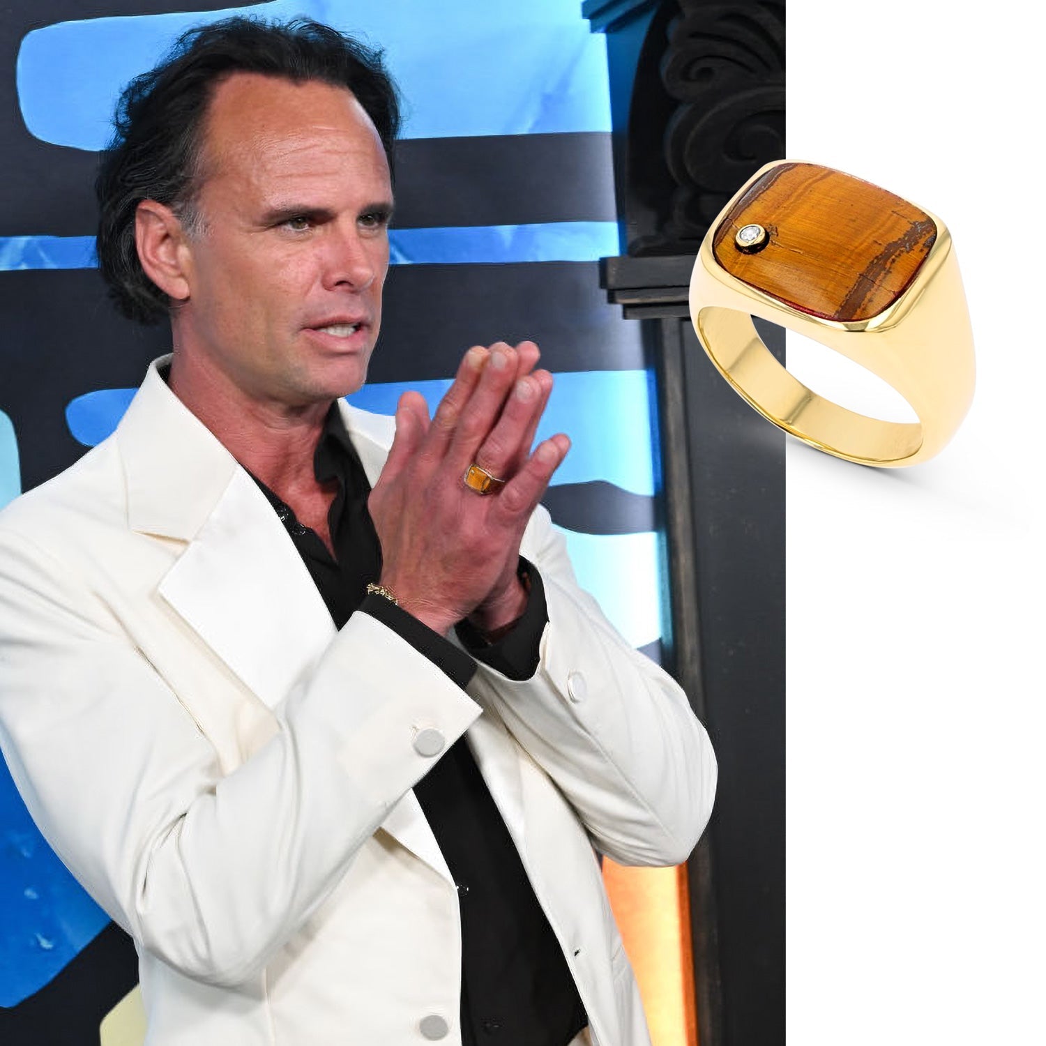 Men's Mr. LOWE 14k Tiger's Eye Bond Ring with Diamond Bezel