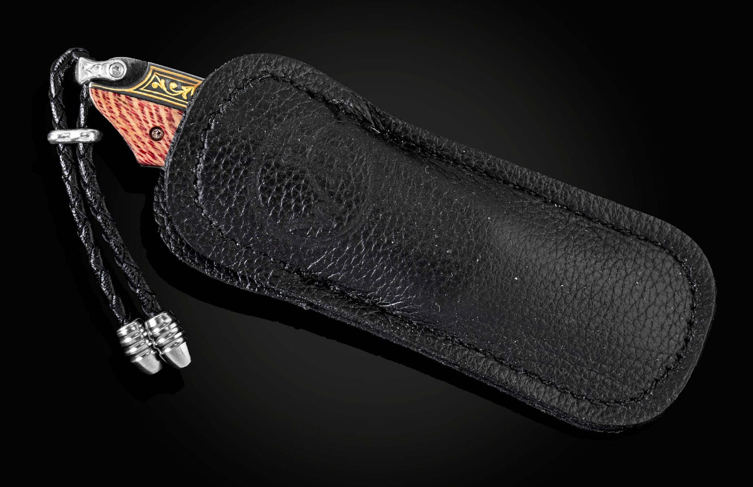 William Henry 24K gold Koftgari folding knife with hand-forged damascus B04 PINOT GEM