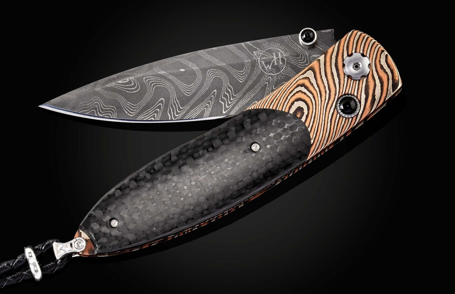William Henry Folding knife featuring Mokume Gane, carbon fiber and damascus blade B05 CLASSIC