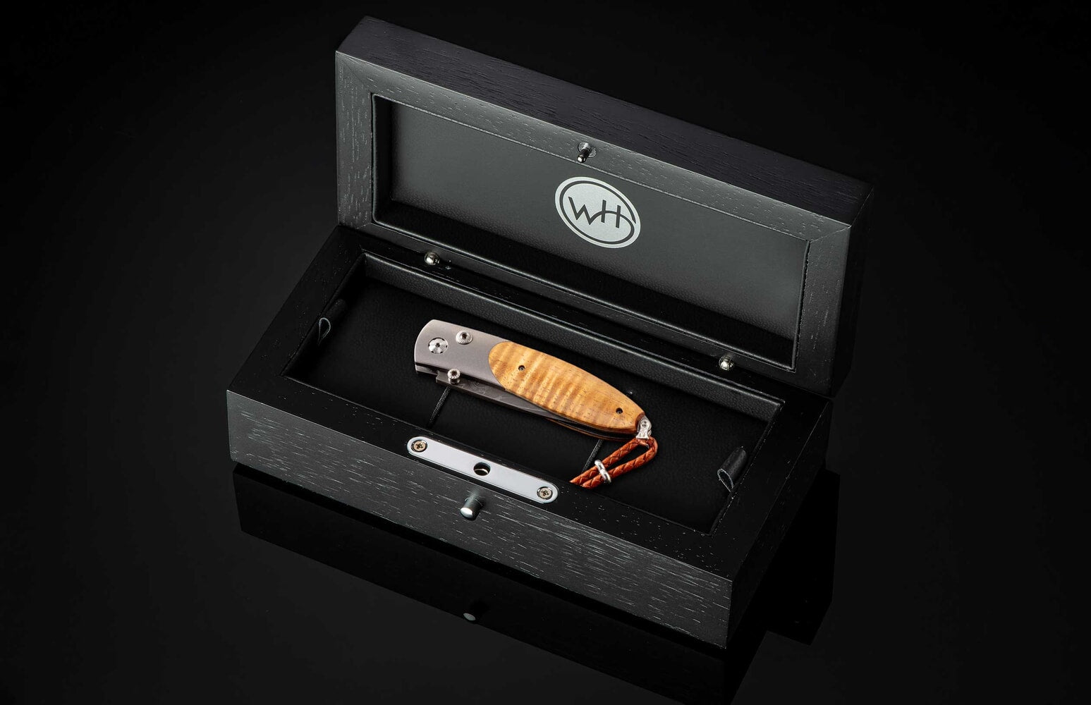 William Henry Pocketknife with Koa wood, titanium, and hand-forged damascus B05 ISLAND TIME