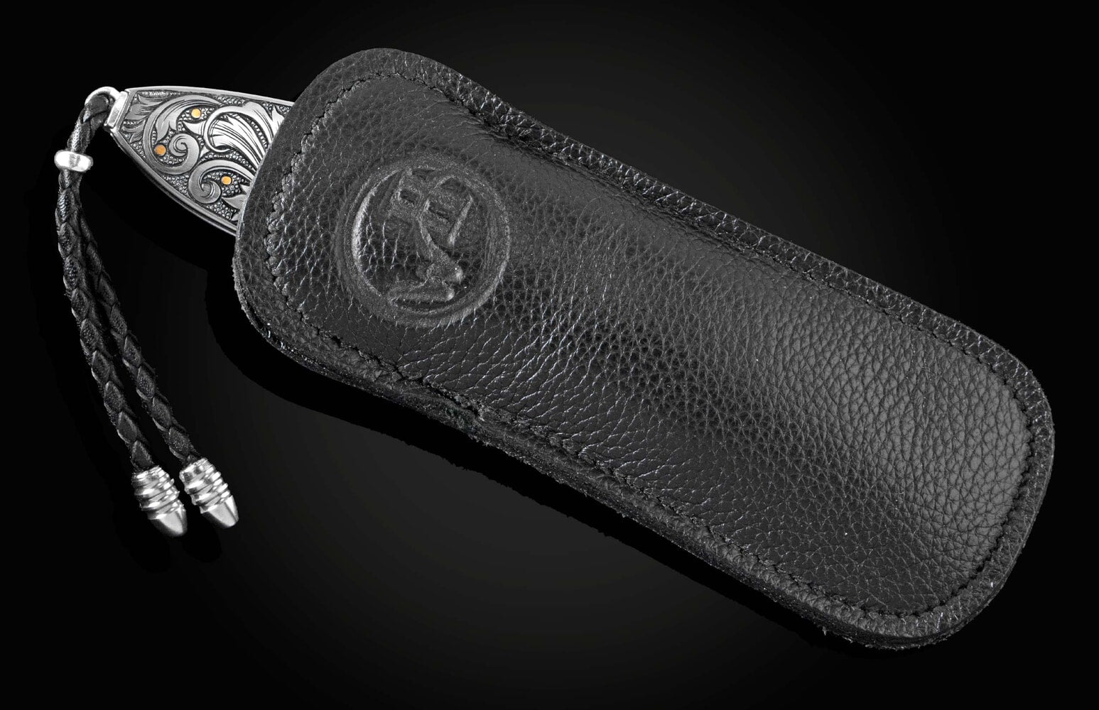 William Henry Hand-engraved folding knife with 24K gold inlays, damascus blade B05 MARLIN