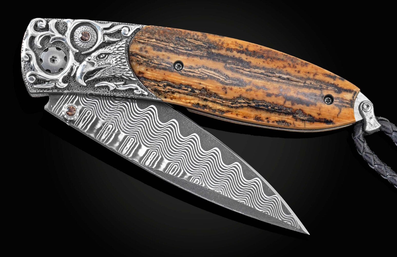 William Henry Folding knife with sterling silver and woolly mammoth tusk B05 SILVER EAGLE II