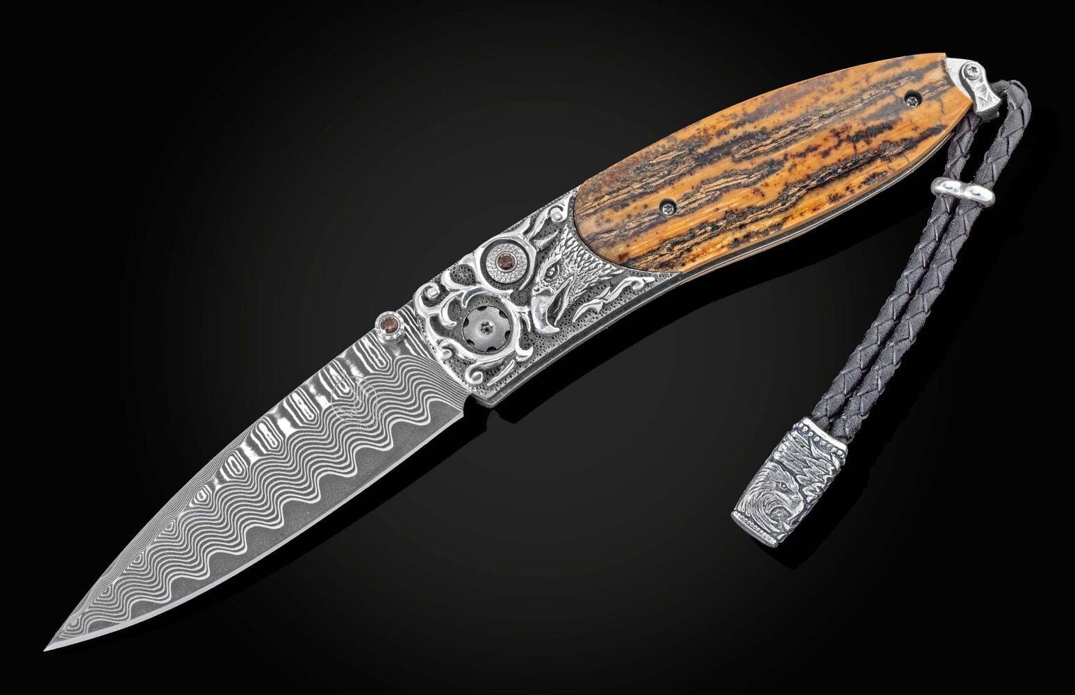 William Henry Folding knife with sterling silver and woolly mammoth tusk B05 SILVER EAGLE II